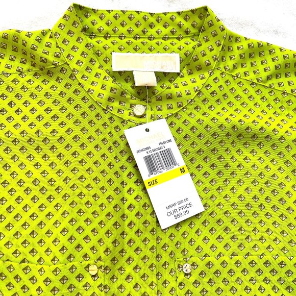 NWT Michael Kors mock neck bottom up blouse M $98 - Picture 3 of 12